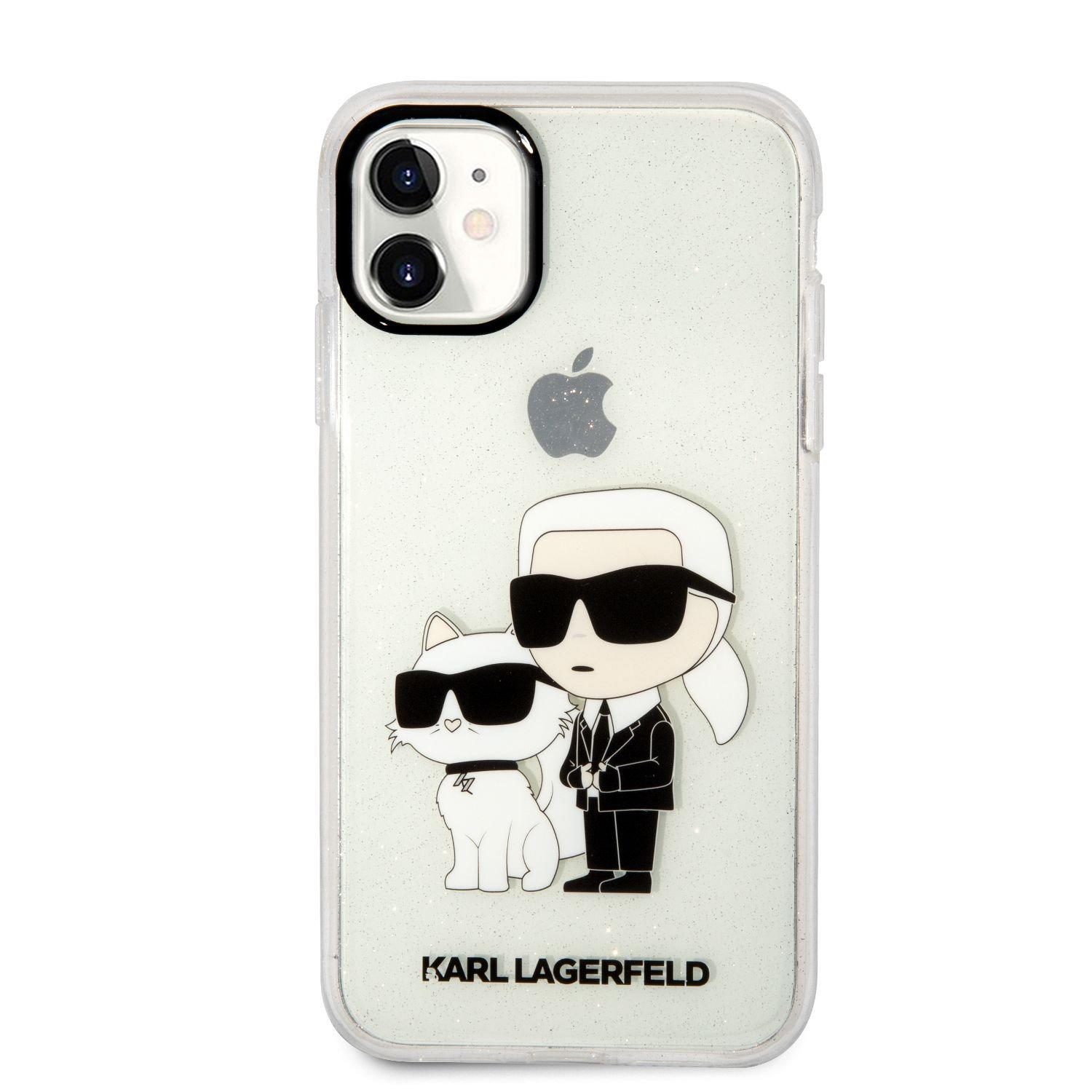 Zadní kryt Karl Lagerfeld IML Glitter Karl and Choupette NFT pro Apple iPhone 11, transparentní