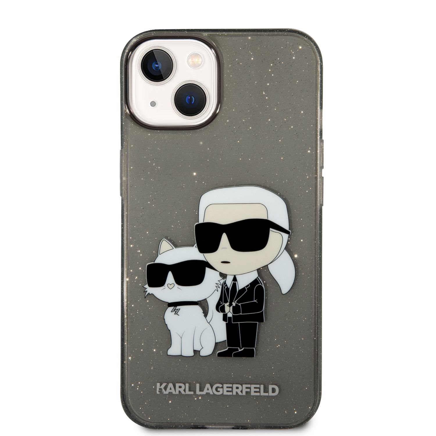 Levně Zadní kryt Karl Lagerfeld IML Glitter Karl and Choupette NFT pro Apple iPhone 14 Plus, černá