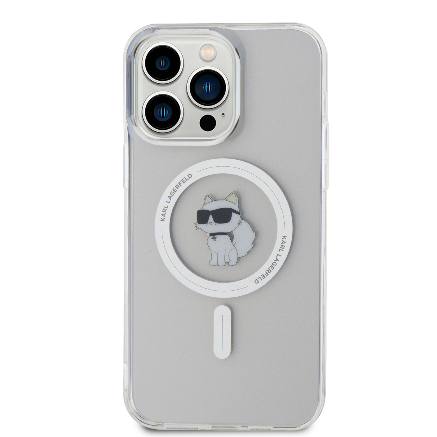 Karl Lagerfeld IML Choupette MagSafe Zadní Kryt pro iPhone 15 Pro Max Transparent