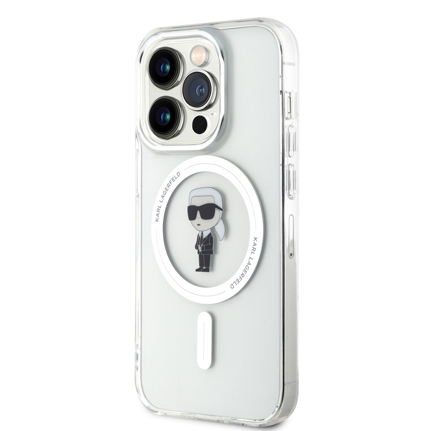 Levně Zadní kryt Karl Lagerfeld IML Ikonik MagSafe pro Apple iPhone 15 Pro, transparentní