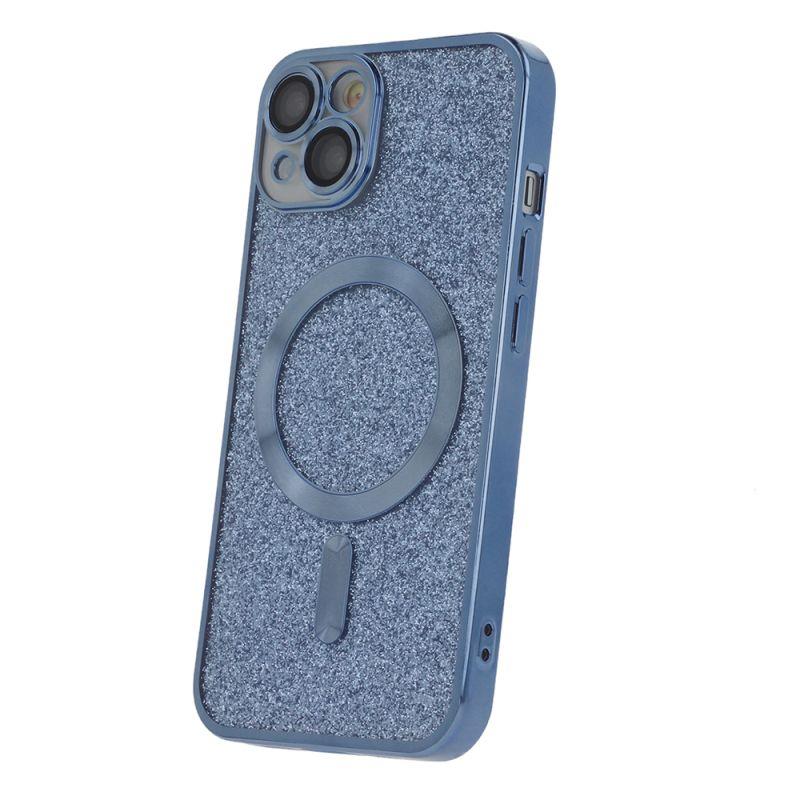 Silikonové TPU pouzdro Mag Glitter Chrome pro iPhone 15 Plus, modrá