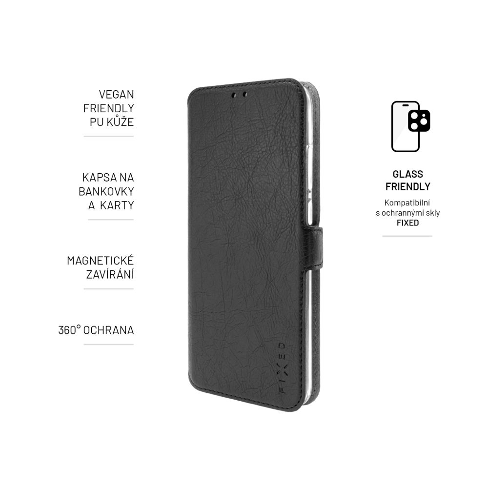 Tenké pouzdro typu kniha FIXED Topic pro Xiaomi Redmi 13C 5G, černé