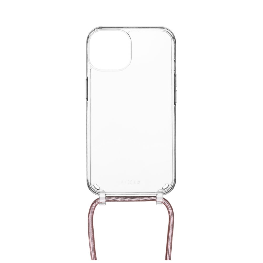Pouzdro FIXED Pure Neck s růžovou šňůrkou na krk pro Samsung Galaxy A15