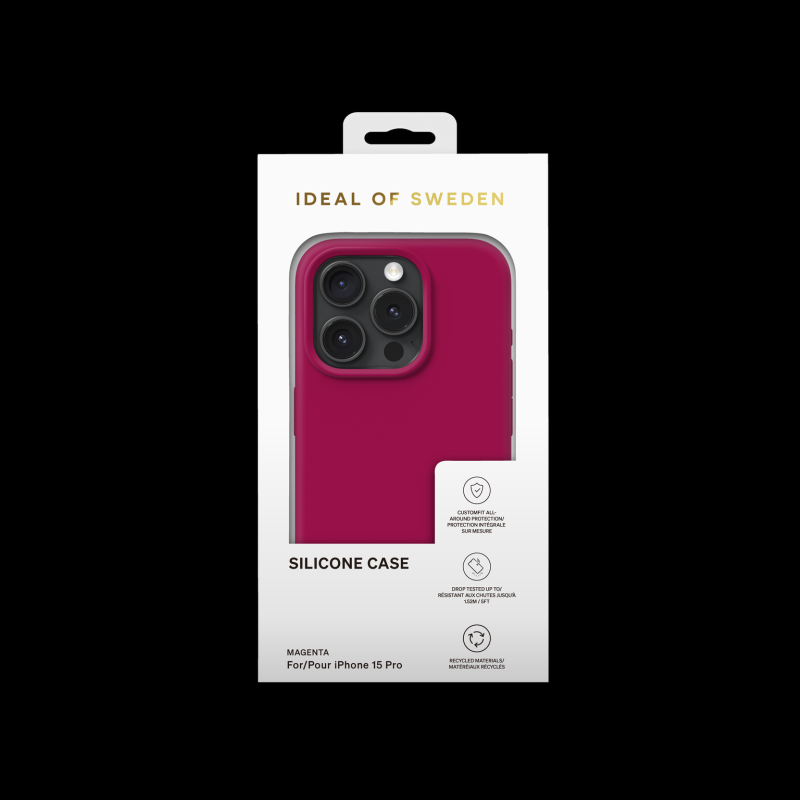 Silikonový ochranný kryt iDeal Of Sweden pro Apple iPhone 15 Pro, magenta