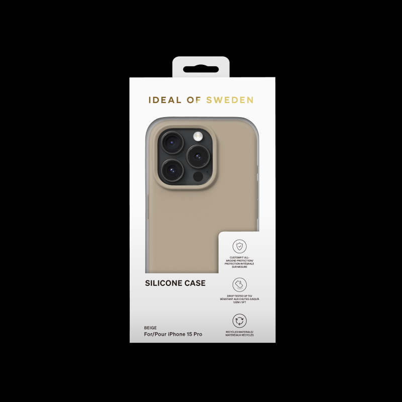 Silikonový ochranný kryt iDeal Of Sweden pro Apple iPhone 15 Pro, beige