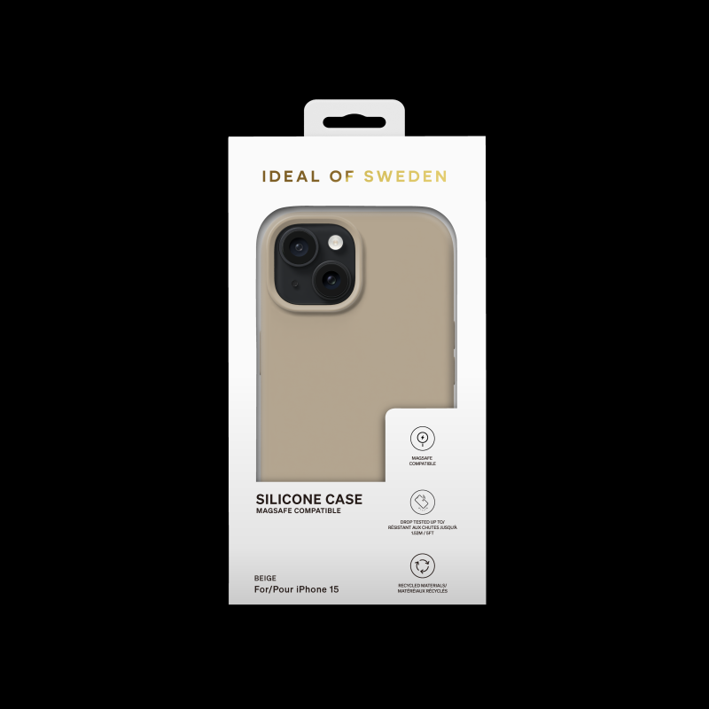 Silikonový ochranný kryt s MagSafe iDeal Of Sweden pro Apple iPhone 15, beige