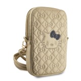 Hello Kitty PU Leather Quilted Pattern Kitty Head Logo Phone Bag Gold