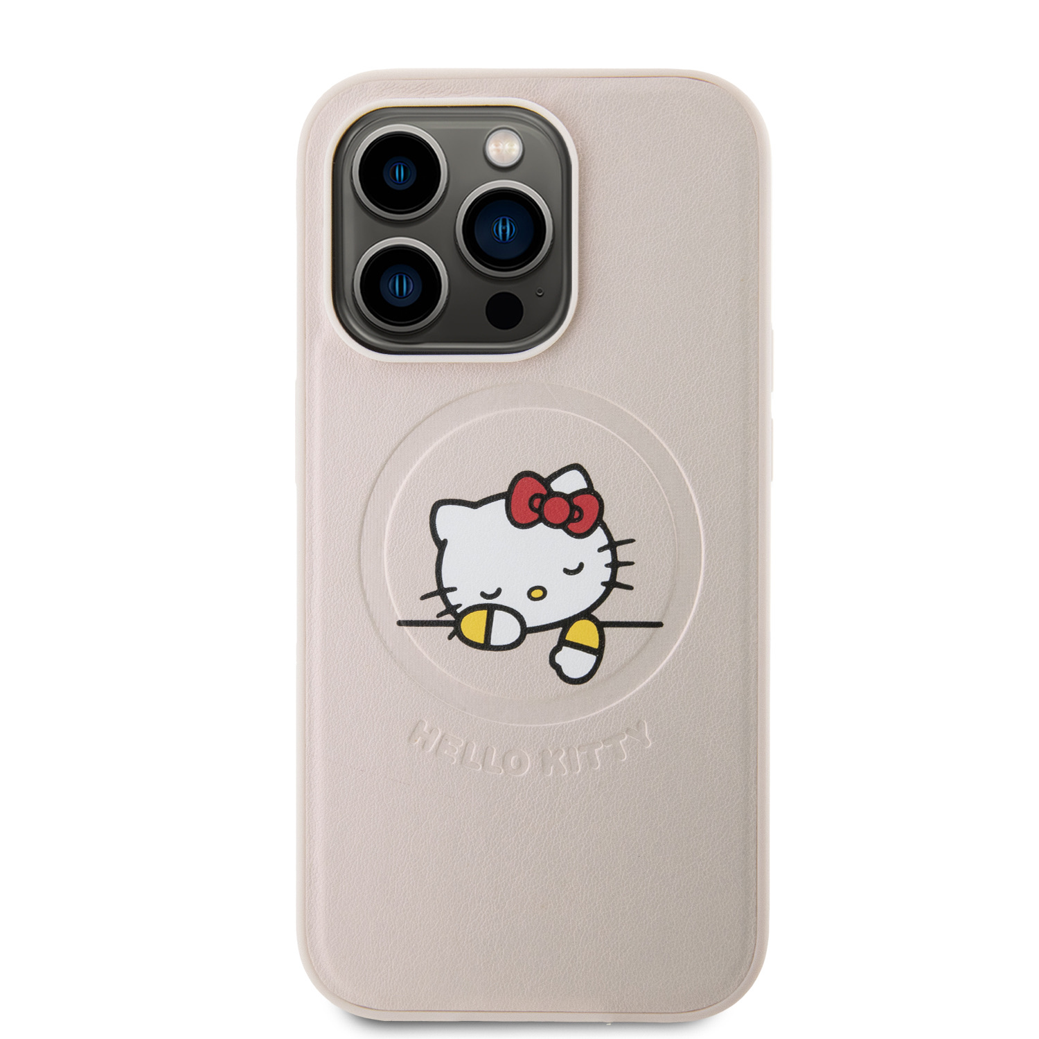 Hello Kitty PU Kitty Asleep Logo MagSafe Zadní Kryt pro iPhone 15 Pro Pink