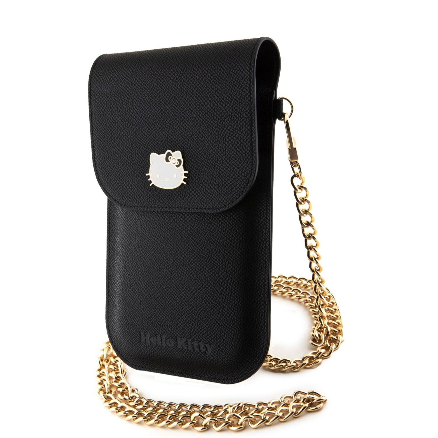 Hello Kitty PU Metal Logo Leather Wallet Phone Bag Black