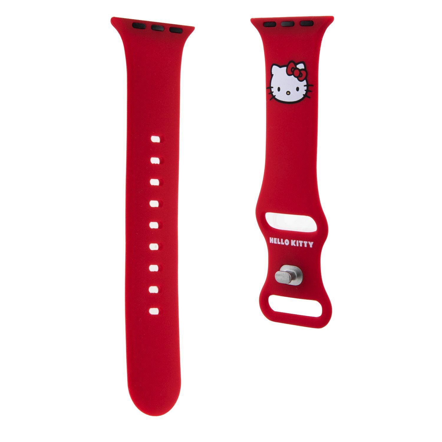 Levně Řemínek Hello Kitty Liquid Silicone Kitty Head Logo pro Apple Watch 38/40mm, red
