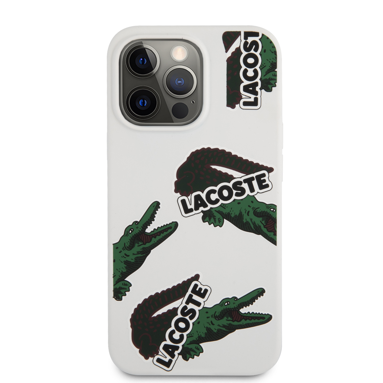 Levně Zadní kryt Lacoste Liquid Silicone Allover Pattern pro Apple iPhone 13 Pro Max, white