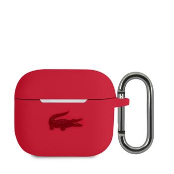 Levně Pouzdro Lacoste Liquid Silicone Glossy Printing Logo pro Airpods 3, red
