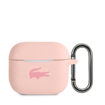 Levně Pouzdro Lacoste Liquid Silicone Glossy Printing Logo pro Airpods 1/2, pink