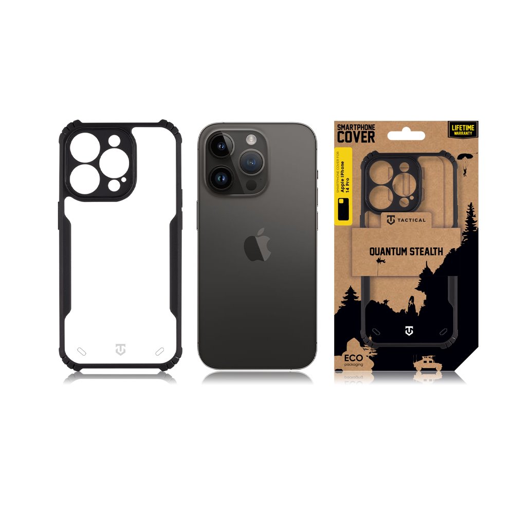 Tactical Quantum Stealth Kryt pro Apple iPhone 14 Pro Clear/Black 