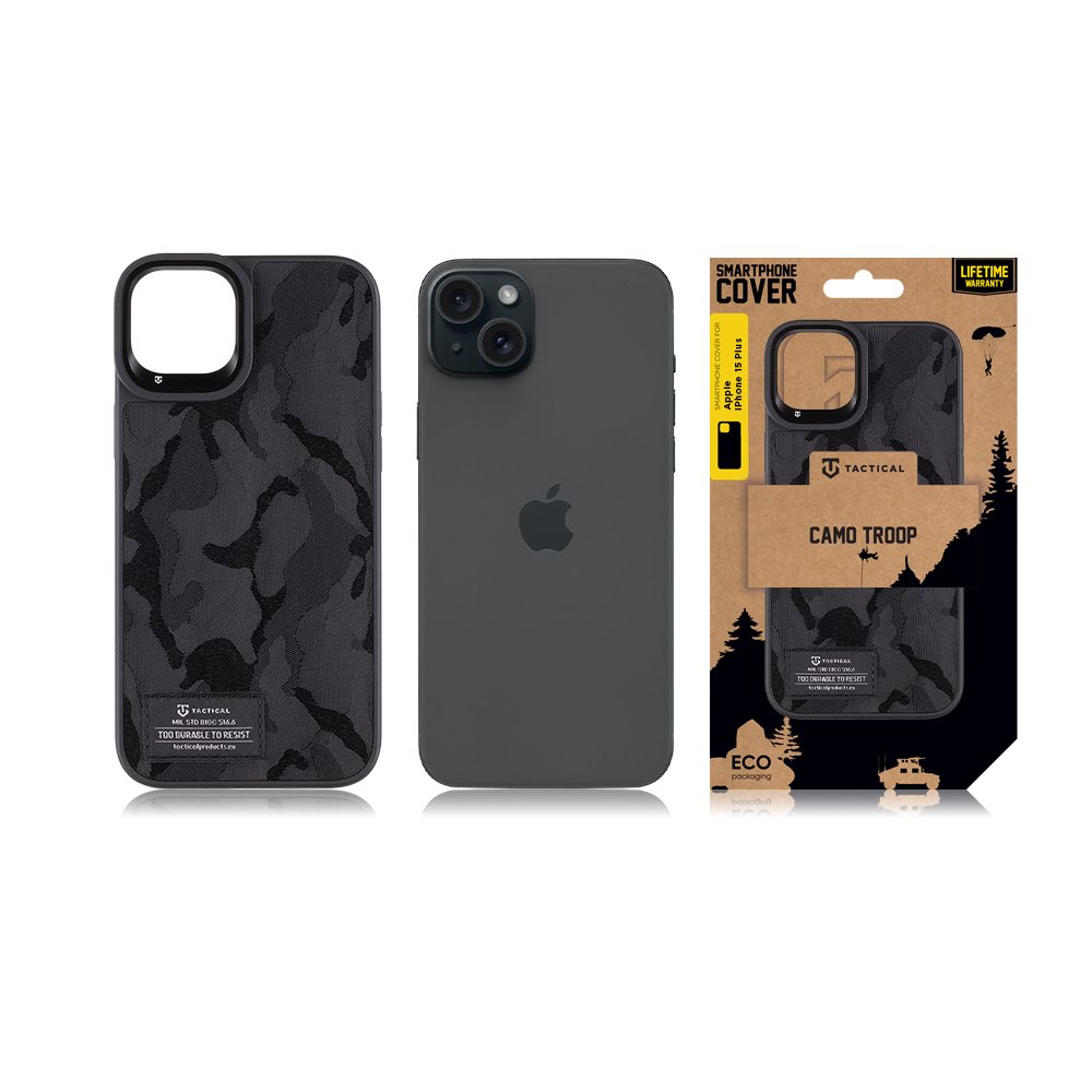 Tactical Camo Troop Kryt pro Apple iPhone 15 Plus Black