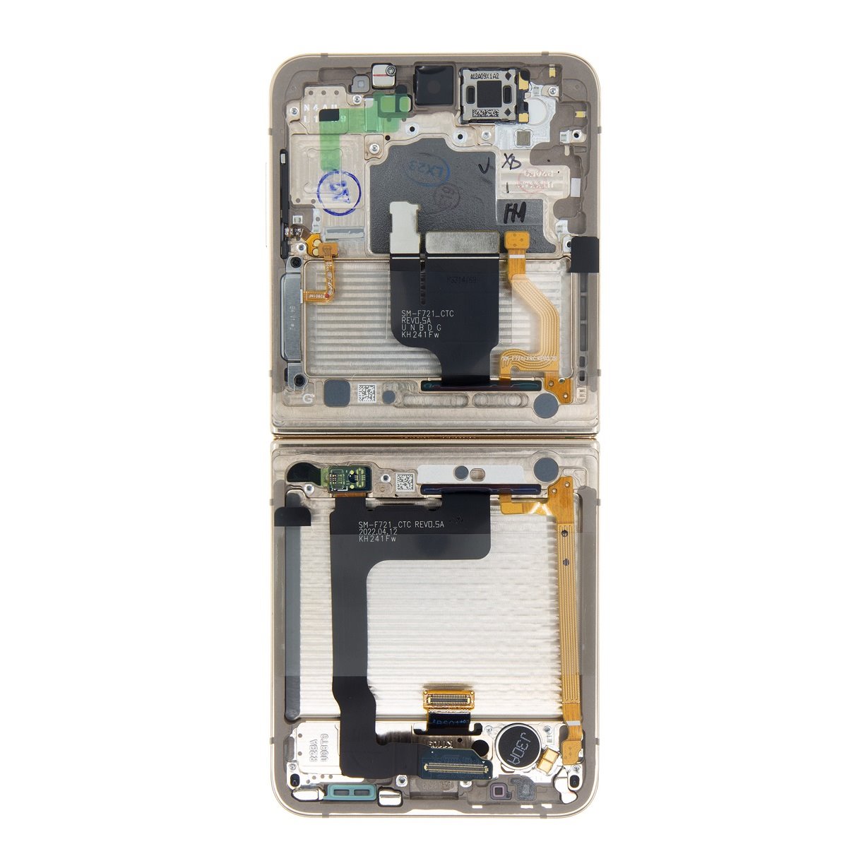 LCD + dotyk + přední kryt pro Samsung Galaxy Z Flip4 5G, gold (Service Pack)