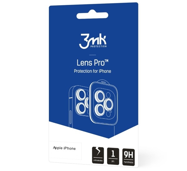 Tvrzené sklo 3mk Lens Pro ochrana kamery pro Apple iPhone 15 Pro Max, Silver