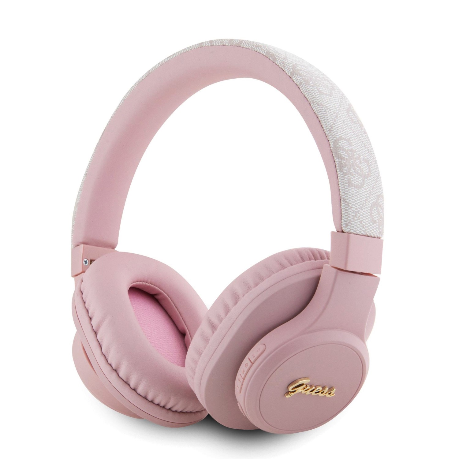 Levně Guess PU Leather 4G Tone on Tone Script Logo BT5.3 Stereo Headphone Pink