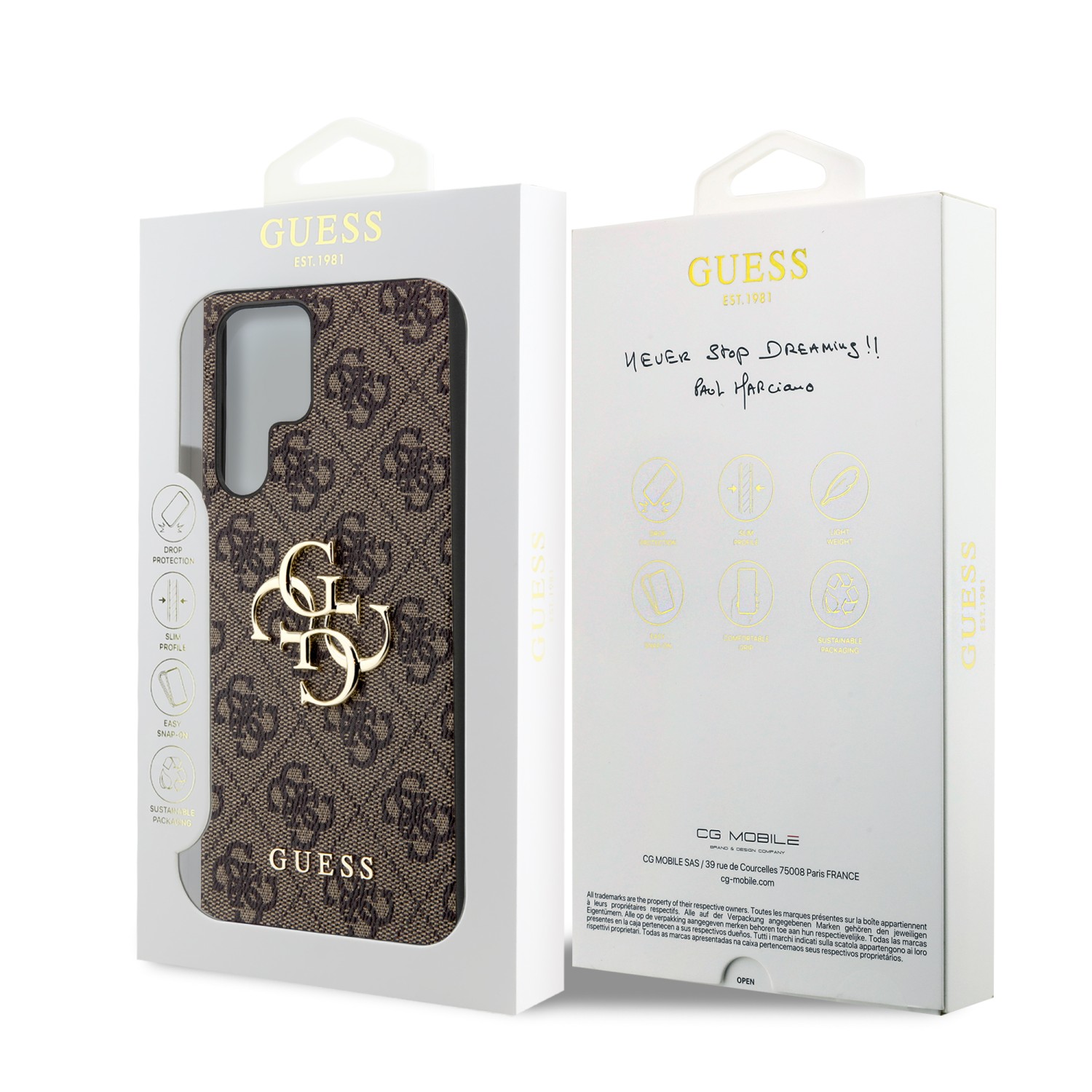 Zadní kryt Guess PU 4G Metal Logo pro Samsung Galaxy S24 Ultra, hnědá