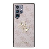 Zadní kryt Guess PU 4G Metal Logo pro Samsung Galaxy S24 Ultra, růžová