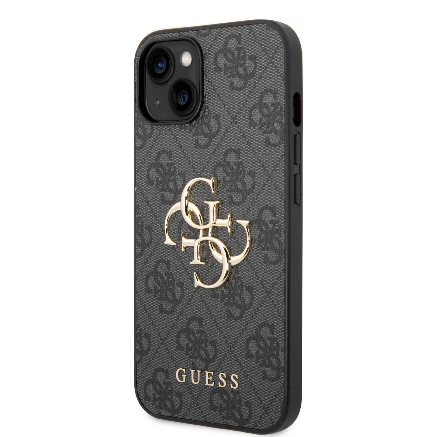 Guess PU 4G Metal Logo Zadní Kryt pro iPhone 15 Grey