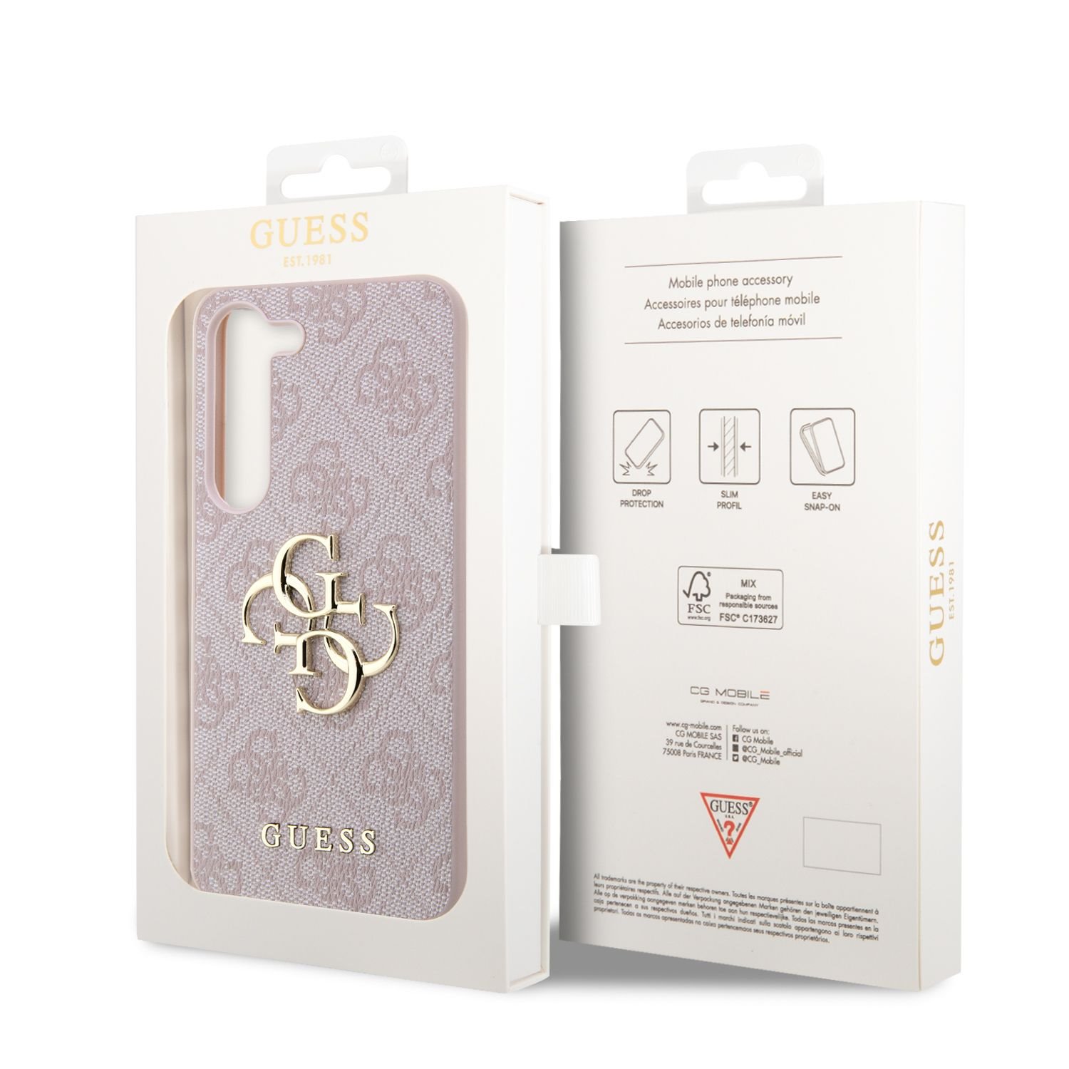 Guess PU 4G Metal Logo Zadní Kryt pro Samsung Galaxy S23 Pink