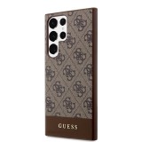 Guess PU 4G Stripe Zadní Kryt pro Samsung Galaxy S24 Ultra Brown