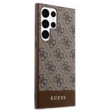 Guess PU 4G Stripe Zadní Kryt pro Samsung Galaxy S24 Ultra Brown