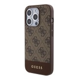 Guess PU 4G Stripe MagSafe Zadní Kryt pro iPhone 15 Pro Max Brown