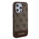 Guess PU 4G Stripe MagSafe Zadní Kryt pro iPhone 15 Pro Max Brown