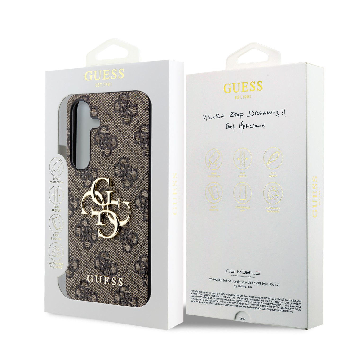 Zadní kryt Guess PU 4G Metal Logo pro  Samsung Galaxy S24+, hnědá