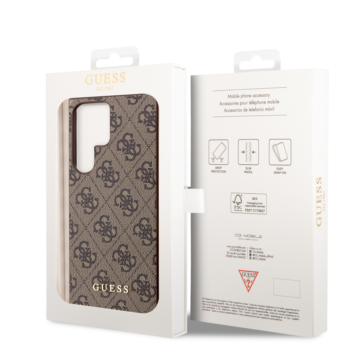 Guess 4G Charms Zadní Kryt pro Samsung Galaxy S24 Ultra Brown