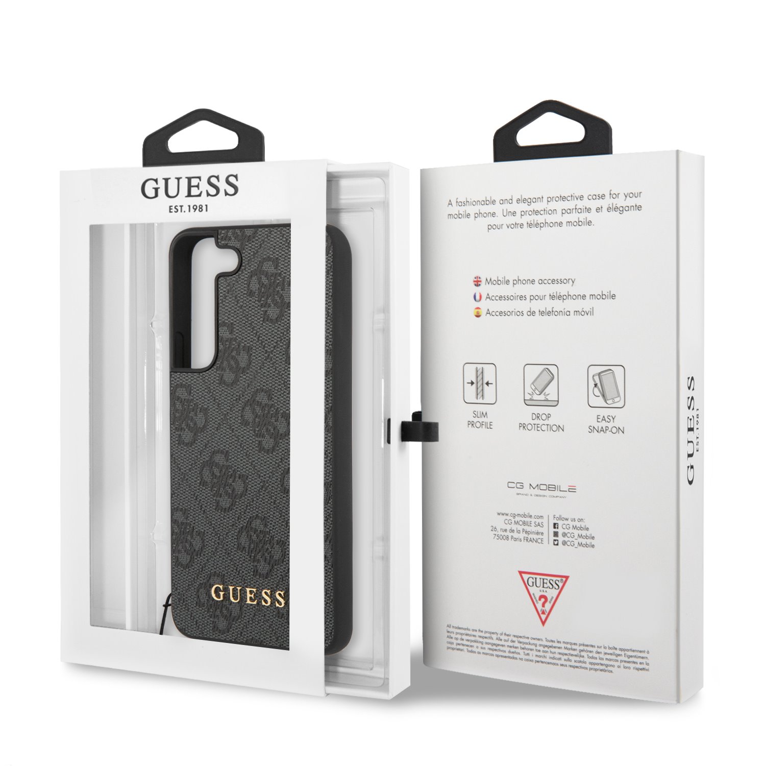 Guess 4G Charms Zadní Kryt pro Samsung Galaxy S23+ Grey