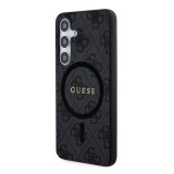 Guess PU Leather 4G Colored Ring MagSafe Zadní Kryt pro Samsung Galaxy S24+ Black