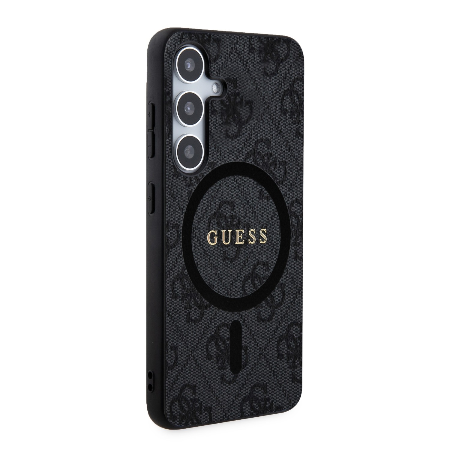 Zadní kryt Guess PU Leather 4G Colored Ring MagSafe pro Samsung Galaxy S24+, černá