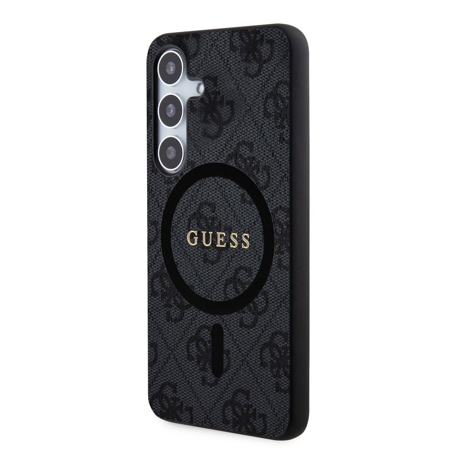 Guess PU Leather 4G Colored Ring MagSafe Zadní Kryt pro Samsung Galaxy S24 Black