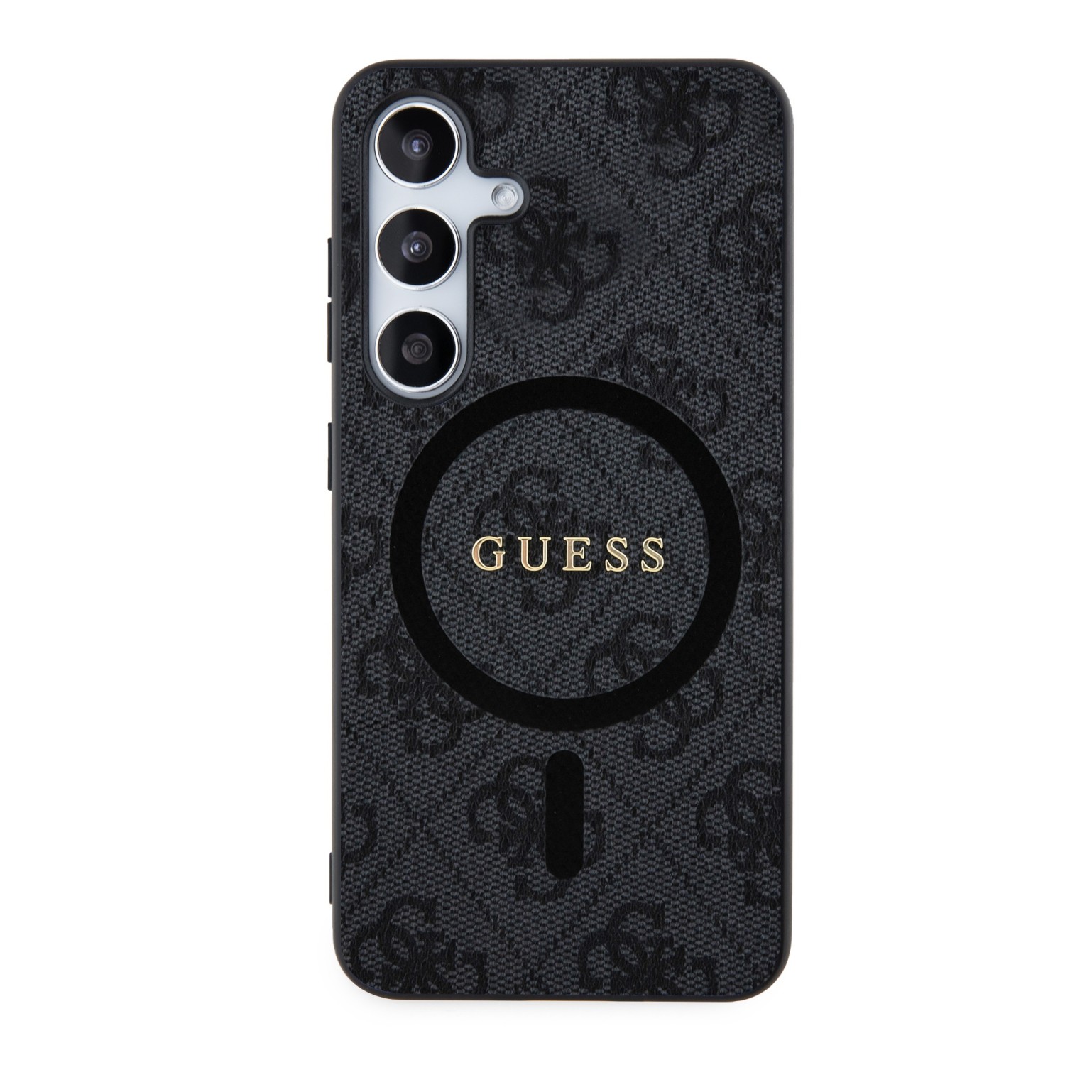 Guess PU Leather 4G Colored Ring MagSafe Zadní Kryt pro Samsung Galaxy S24 Black