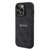 Guess PU Leather 4G Colored Ring MagSafe Zadní Kryt pro iPhone 14 Pro Black