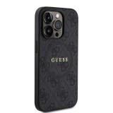 Guess PU Leather 4G Colored Ring MagSafe Zadní Kryt pro iPhone 14 Pro Black