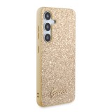 Guess PC/TPU Glitter Flakes Metal Logo Zadní Kryt pro Samsung Galaxy S24 Gold