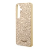 Guess PC/TPU Glitter Flakes Metal Logo Zadní Kryt pro Samsung Galaxy S24 Gold