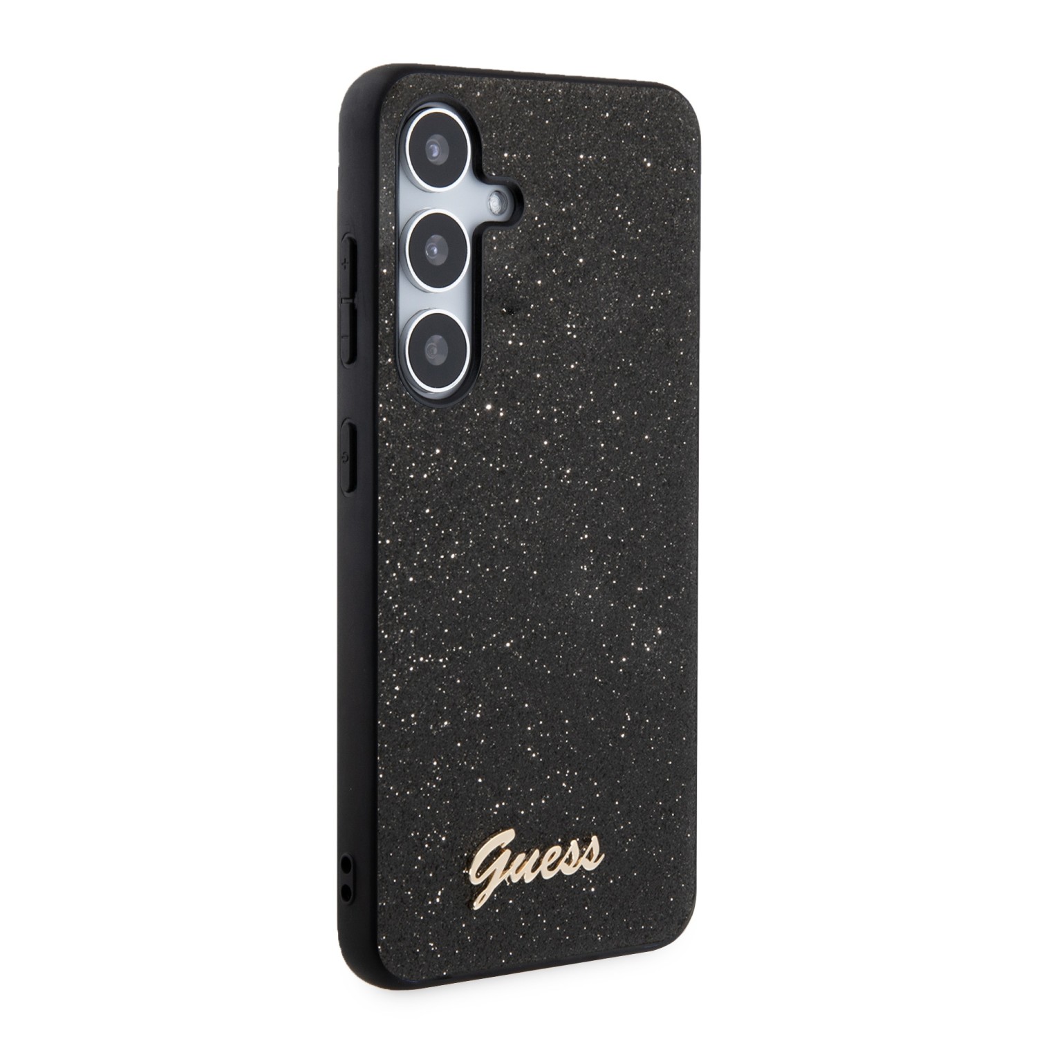 Guess PC/TPU Glitter Flakes Metal Logo Zadní Kryt pro Samsung Galaxy S24+ Black