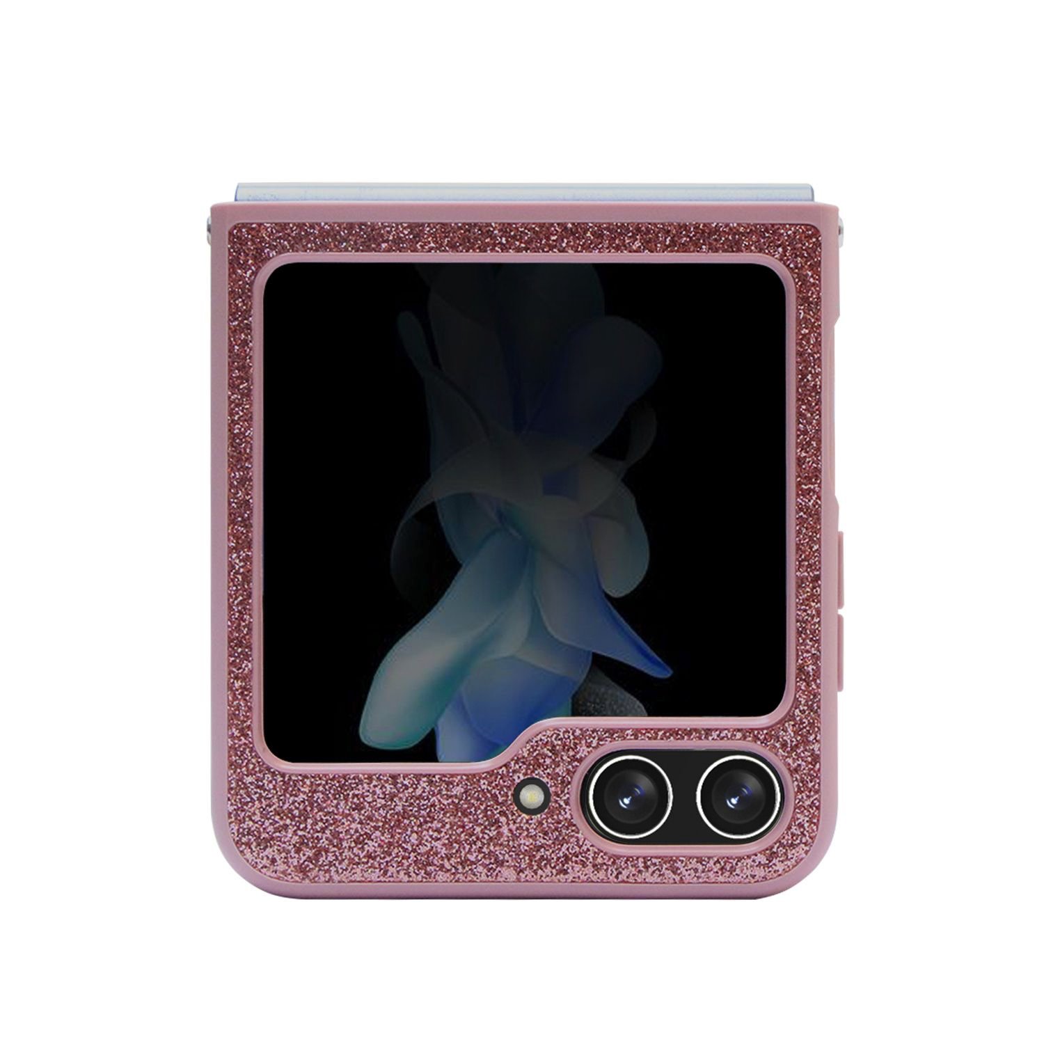 Guess PC/TPU Glitter Flakes Metal Logo Zadní Kryt pro Samsung Galaxy Z Flip 5 Pink