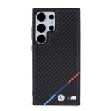 BMW M PU Leather Carbon Magsafe Tricolor Line Zadní Kryt pro Samsung Galaxy S24 Ultra Black