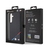 BMW M PU Leather Carbon Magsafe Tricolor Line Zadní Kryt pro Samsung Galaxy S24+ Black