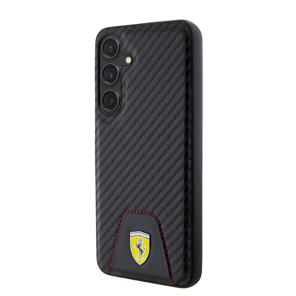 Zadní kryt Ferrari PU Leather Bottom Carbon pro Samsung Galaxy S24+, black