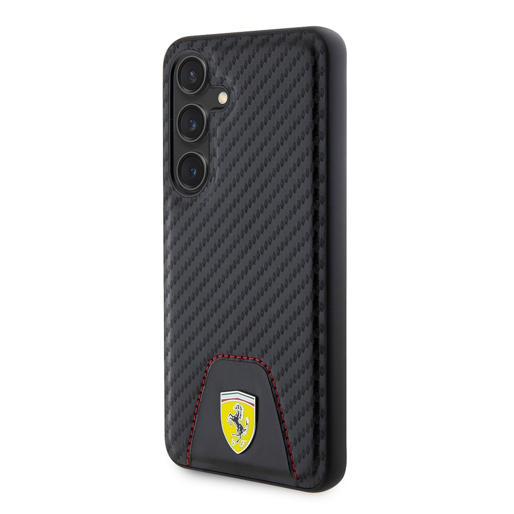 Ferrari PU Leather Bottom Carbon Zadní Kryt pro Samsung Galaxy S24 Black