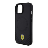 Ferrari PU Leather Bottom Carbon MagSafe Zadní Kryt pro iPhone 15 Black