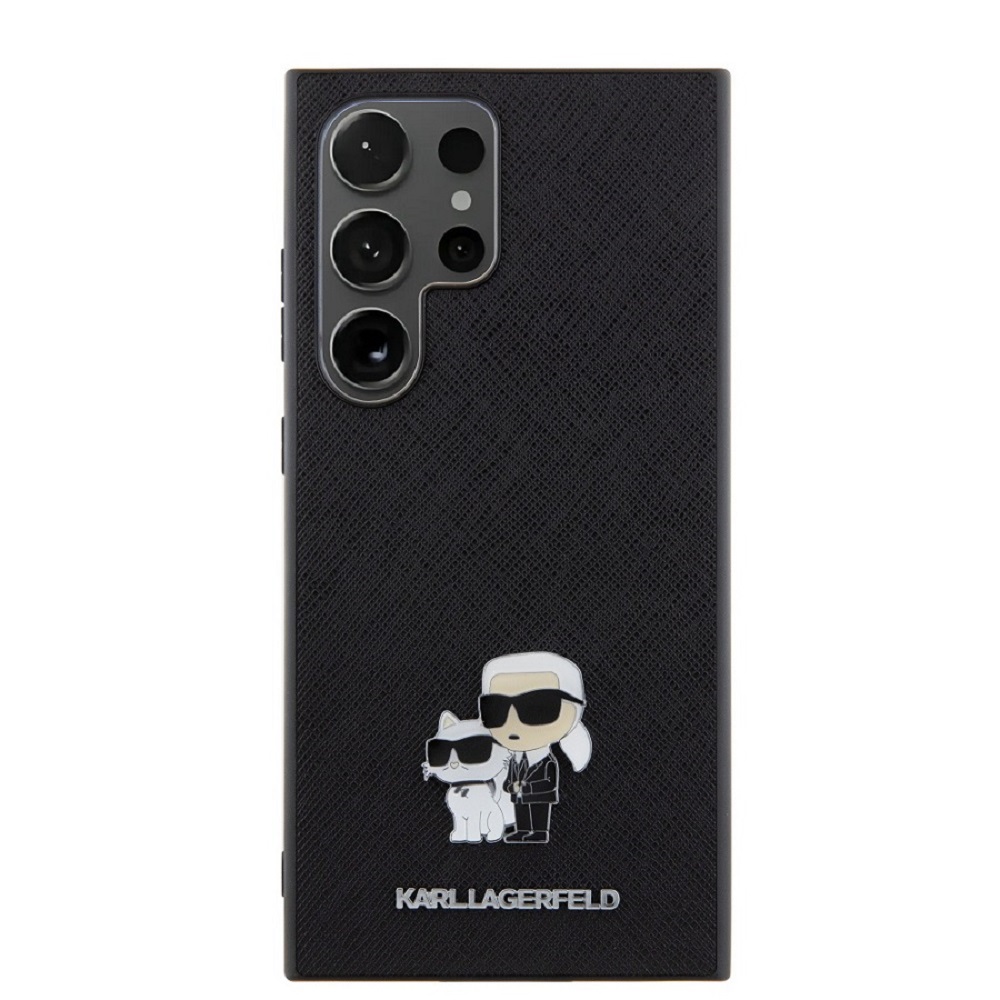 Karl Lagerfeld PU Saffiano Metal Karl and Choupette Zadní Kryt pro Samsung Galaxy S24 Ultra Black