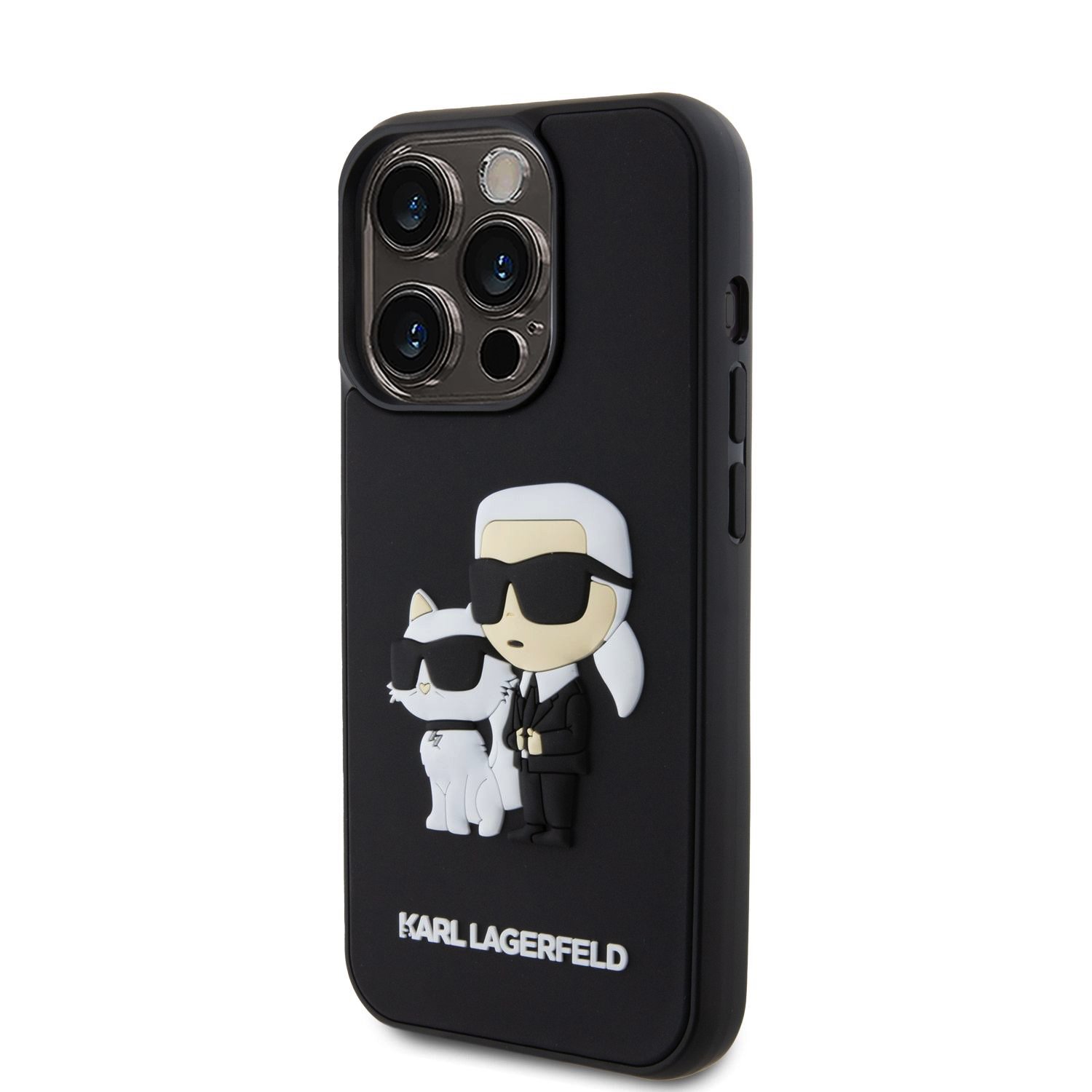 Karl Lagerfeld 3D Rubber Karl and Choupette Zadní Kryt pro iPhone 15 Pro Black